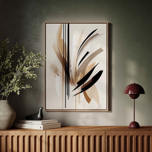 Tableau abstrait sur toile beige KWADECO