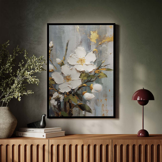 Tableau sur toile verticale de fleurs abstraites KWADECO
