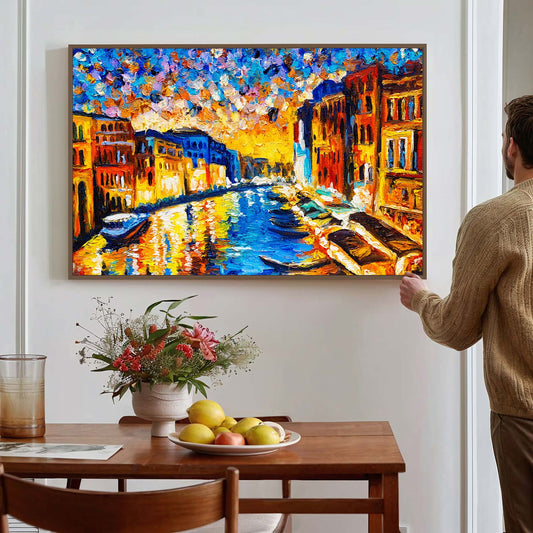 Tableau sur toile de ville colorée effet peinture KWADECO