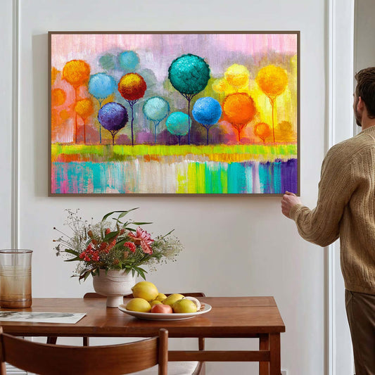 Tableau de silhouettes d'arbres colorées KWADECO