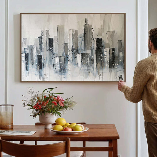 Tableau sur toile d'abstrait bleu Bâtiments KWADECO