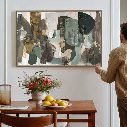 Tableau sur toile d'abstrait moderne vert KWADECO