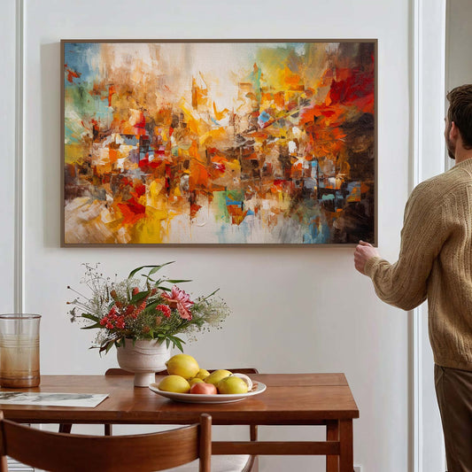 Tableau sur toile abstrait coloré artistique KWADECO