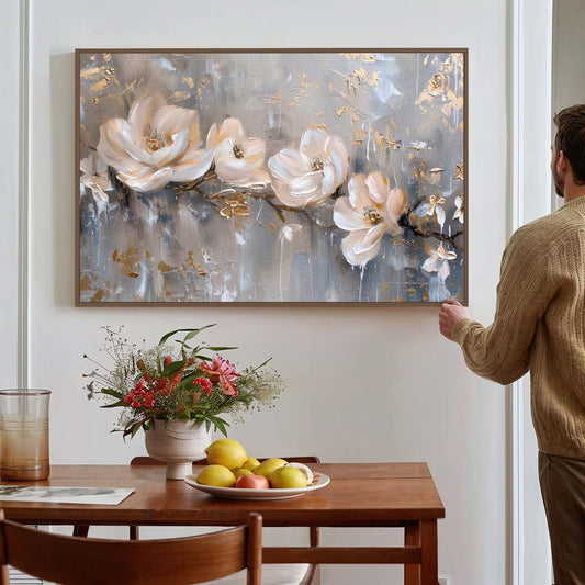 Tableau sur toile d'abstrait de fleur effet 3d KWADECO