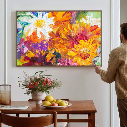 Tableau sur toile fleurs effet peinture KWADECO