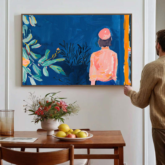 Tableau sur toile d'une femme en pleine nature KWADECO