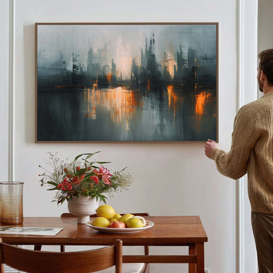 Tableau sur toile d'abstrait coucher de soleil KWADECO