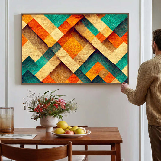 Tableau sur toile d'abstrait forme 3d losange KWADECO