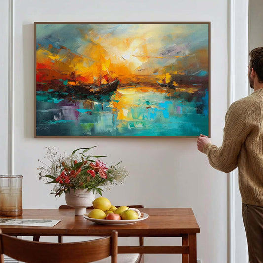 Tableau sur toile de navire coloré KWADECO