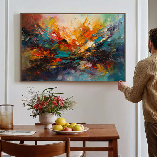 Tableau abstrait sur toile, effet peinture colorée KWADECO