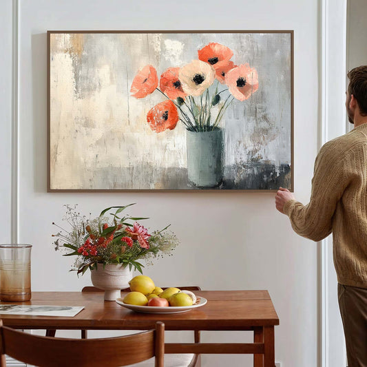 Tableau sur toile d'abstrait fleur en rose KWADECO