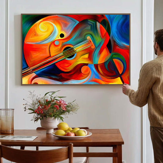 Tableau sur toile de guitare colorée KWADECO