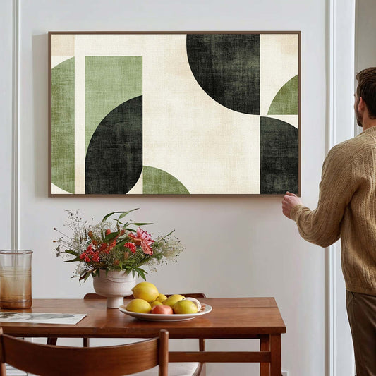 Tableau sur toile d'abstraction baho artistique verte KWADECO