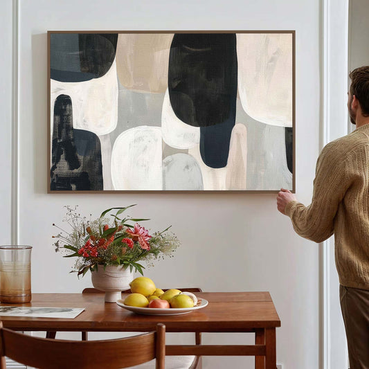 Tableau sur toile moderne noir blanc KWADECO