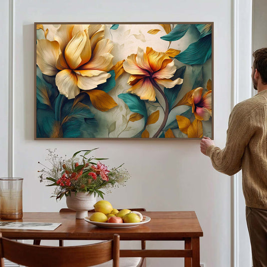 Tableau sur toile de fleurs colorées KWADECO