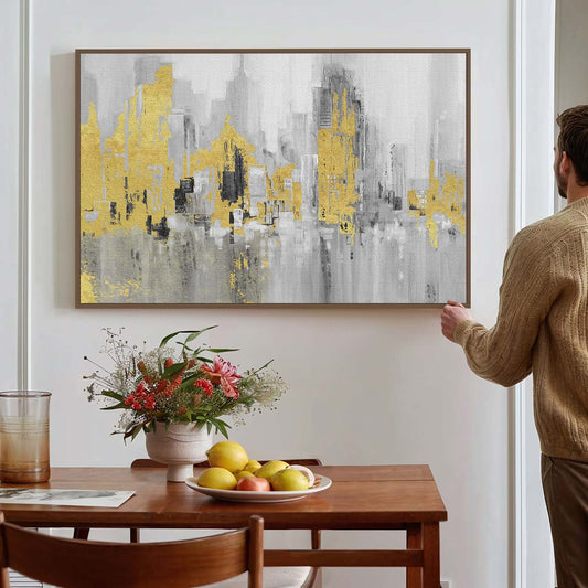 Tableau sur toile urbaine dorée KWADECO