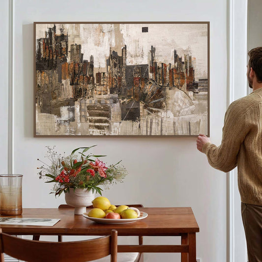 Tableau sur toile d'abstrait moderne marron KWADECO