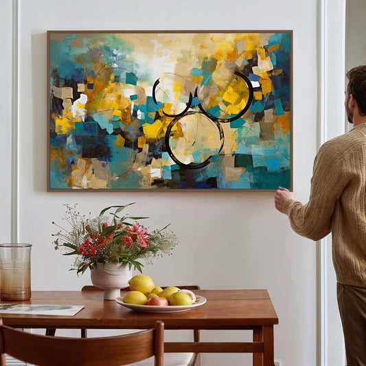 Tableau sur toile abstrait coloré circulaire KWADECO