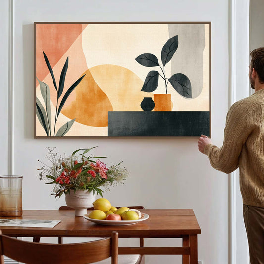 Tableau sur toile d'abstrait baho plante KWADECO