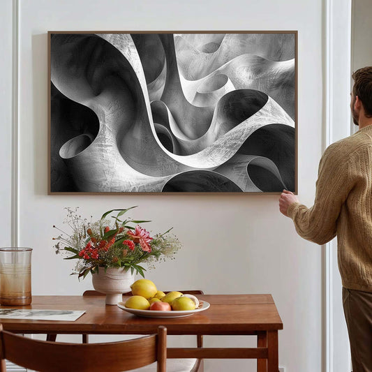 Tableau sur toile d'abstrait 3d noir KWADECO