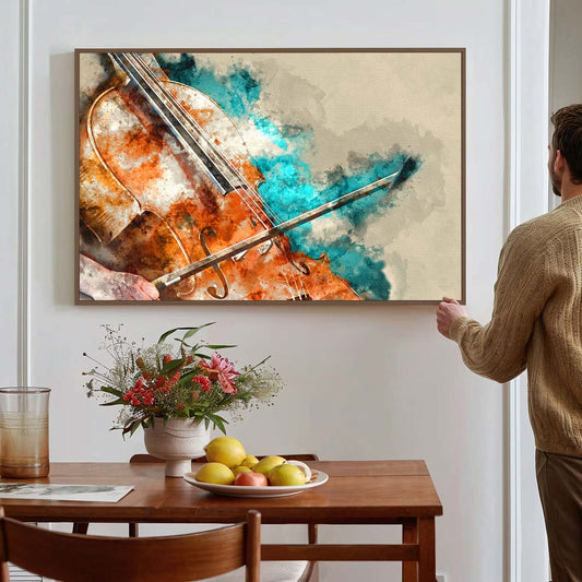 Tableau sur toile de violon coloré art KWADECO