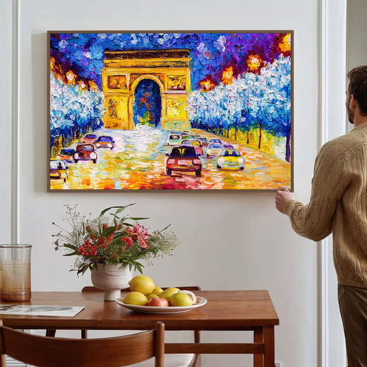 Tableau sur toile verticale de Paris effet peinture KWADECO