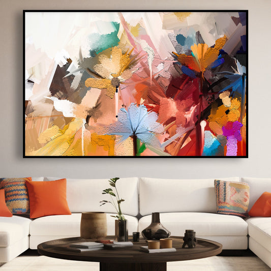 Tableau sur toile abstrait coloré effet peinture art moderne KWADECO