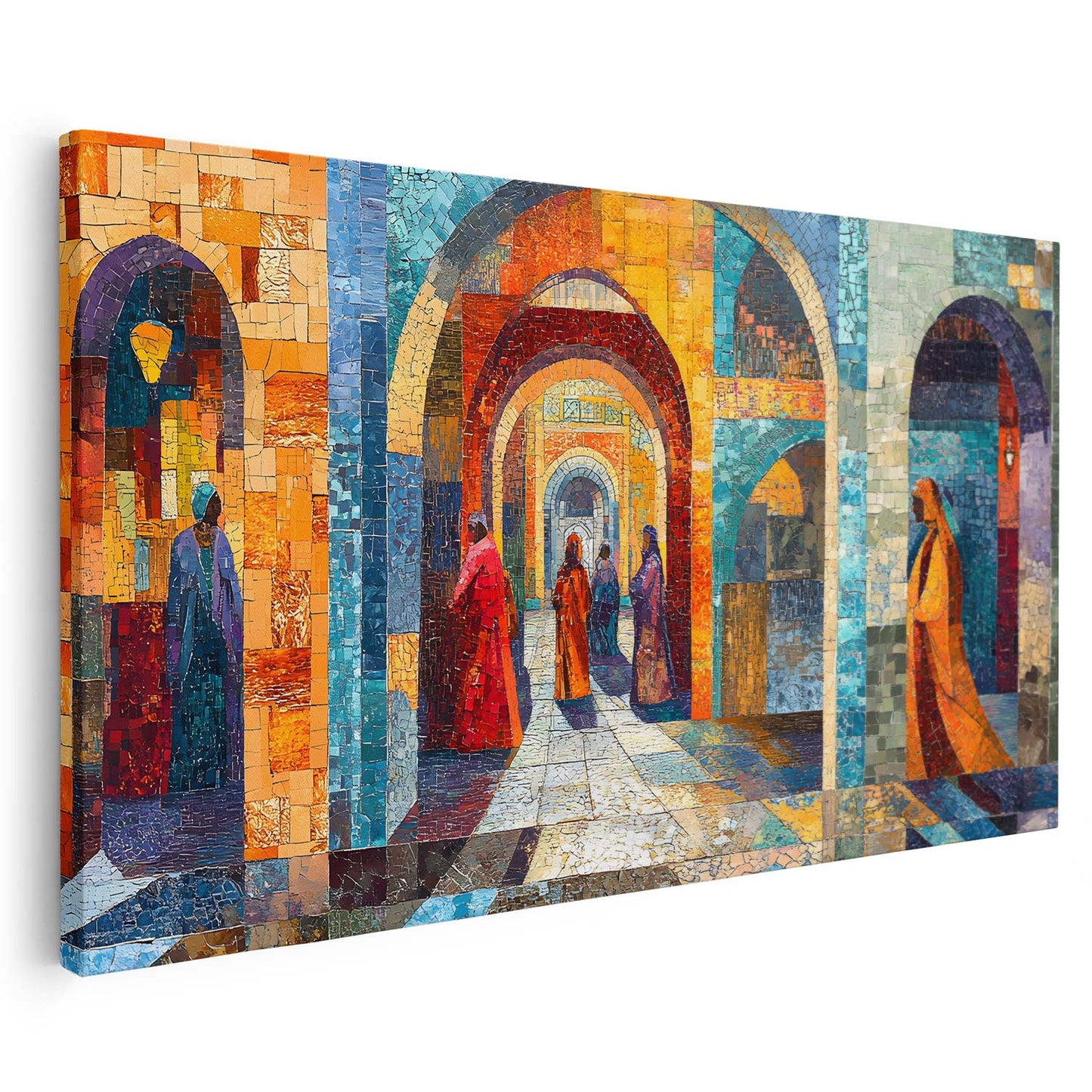 Vue en mosaïque traditionnelle pleine de couleurs et de détails