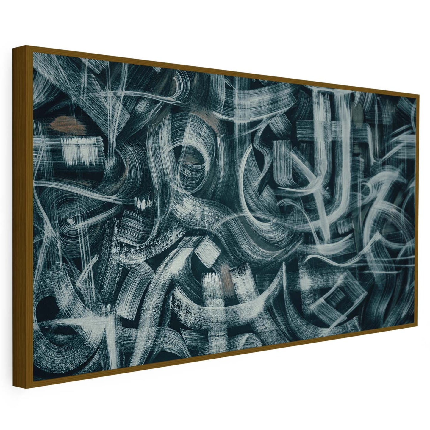 Tableau sur toile calligraphie art noir et blanc minimaliste KWADECO