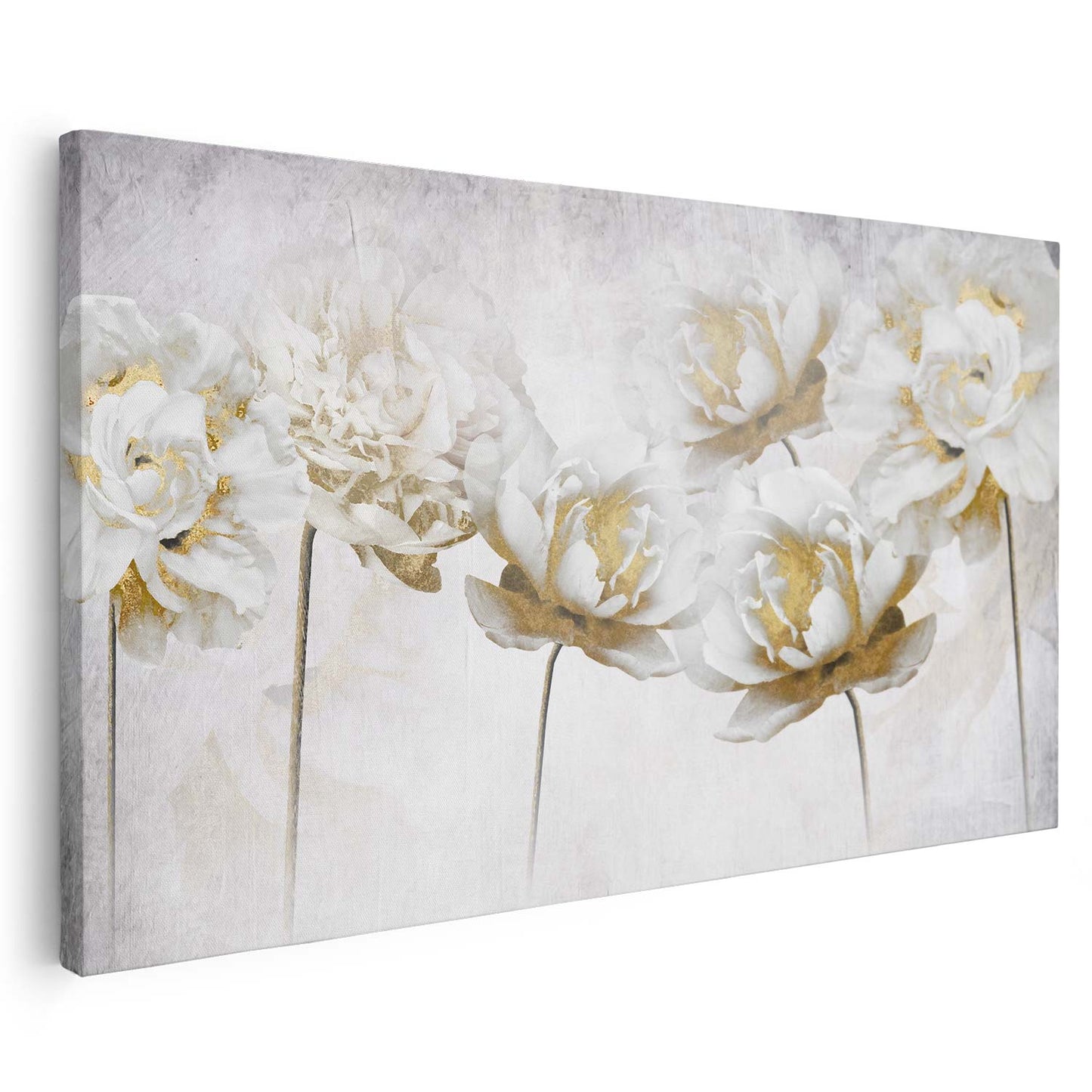 Tableau sur toile d'abstrait moderne de fleur blanche KWADECO