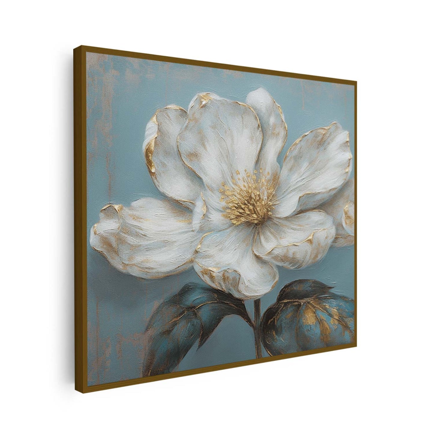 Tableau carré sur toile de fleur blanche KWADECO