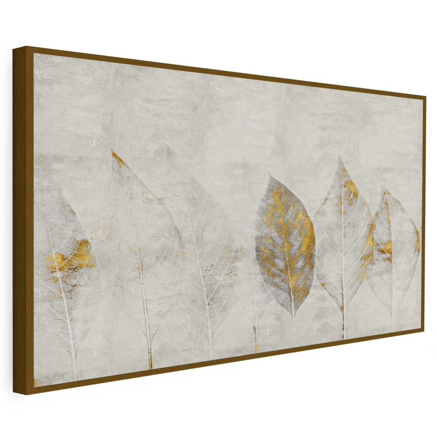 Tableau sur toile d'abstrait plume doré KWADECO