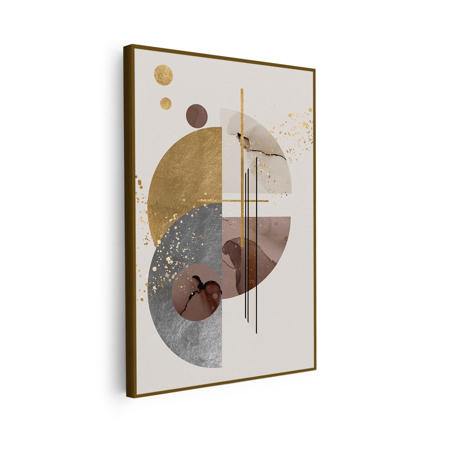 Tableau vertical sur toile de formes circulaires abstraites KWADECO