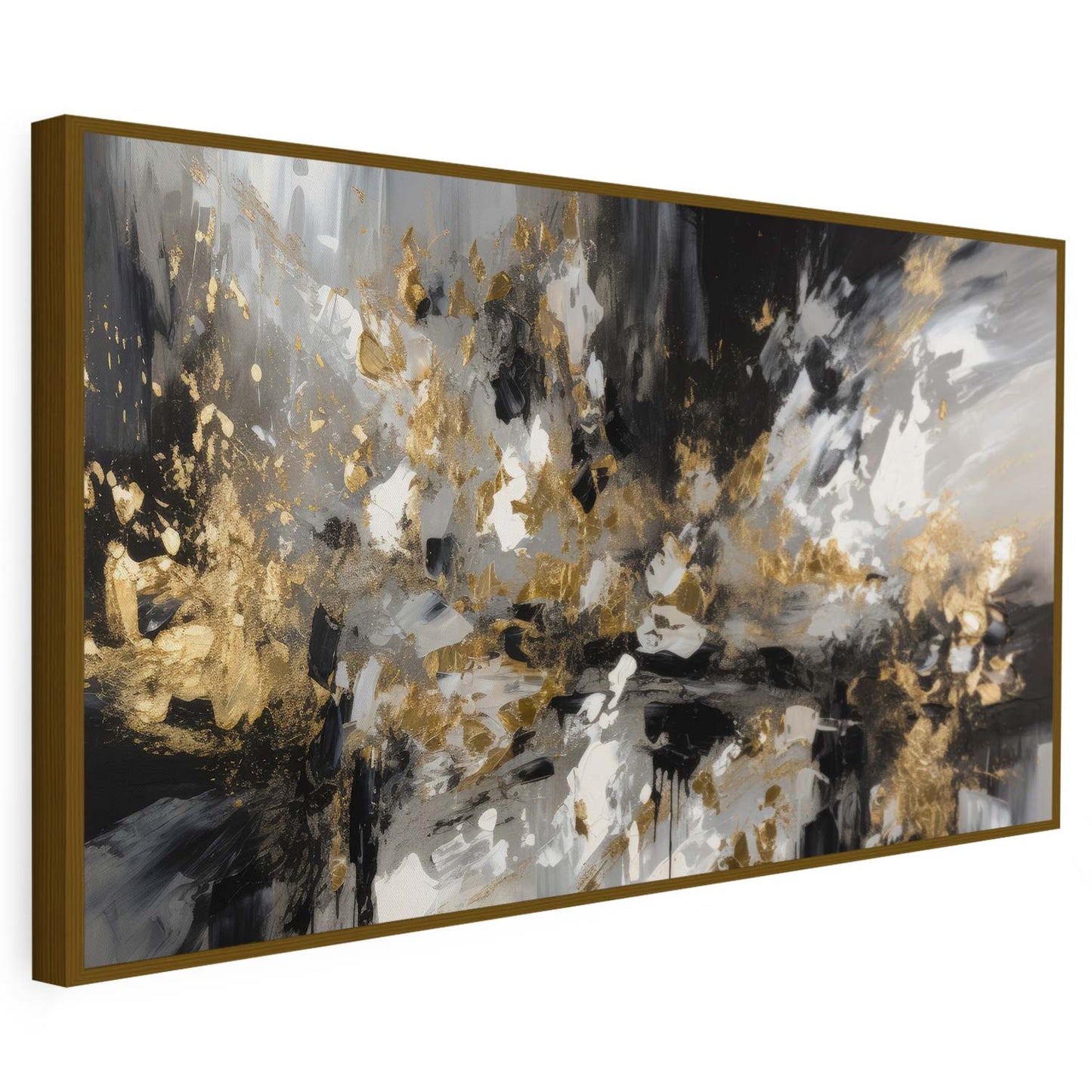 Tableau sur toile abstrait noir et doré KWADECO