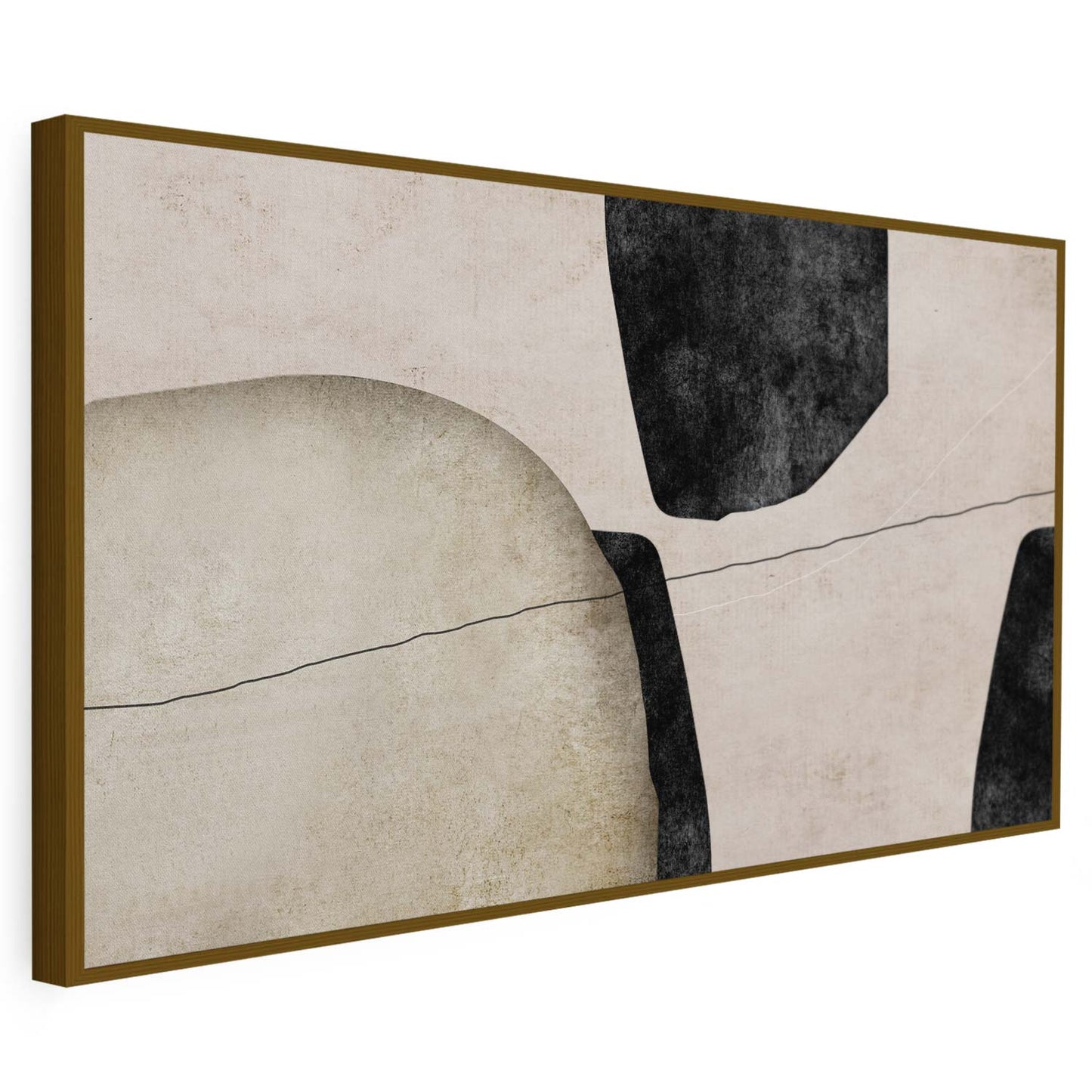 Tableau sur toile d'abstrait noir et beige KWADECO