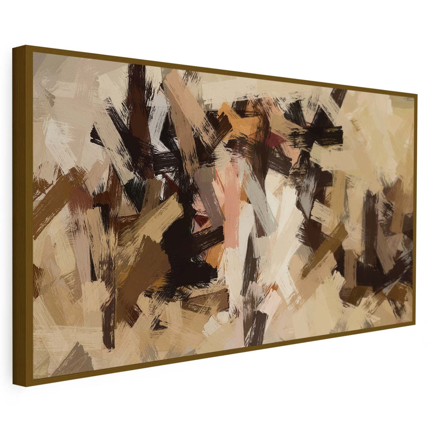 Tableau sur toile abstrait effet peinture marron KWADECO