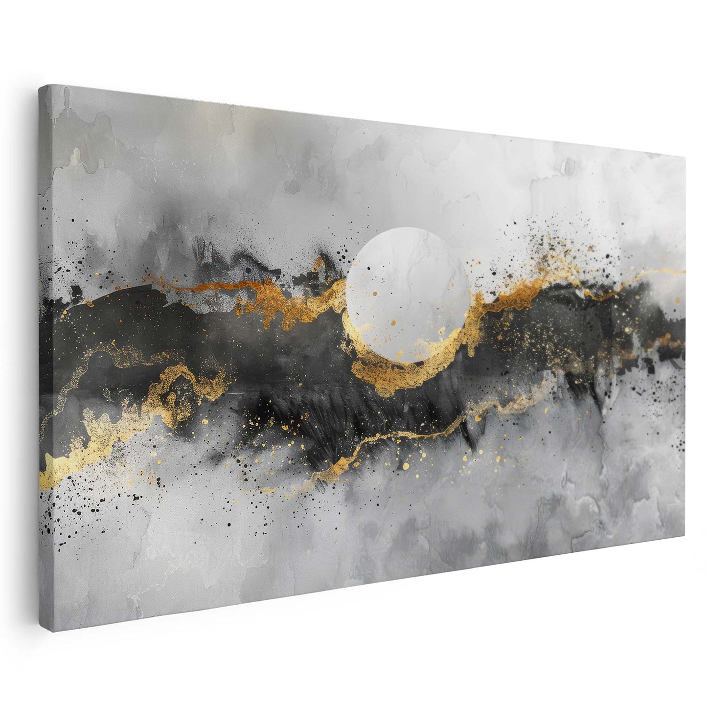 Tableau sur toile d'abstrait marbre avec cercle KWADECO