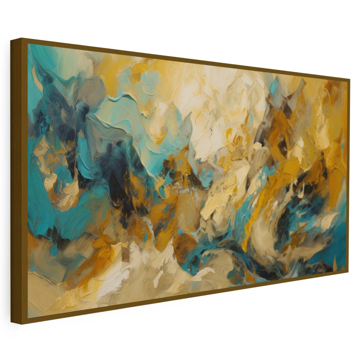 Tableau abstrait sur toile effet peinture dorée KWADECO