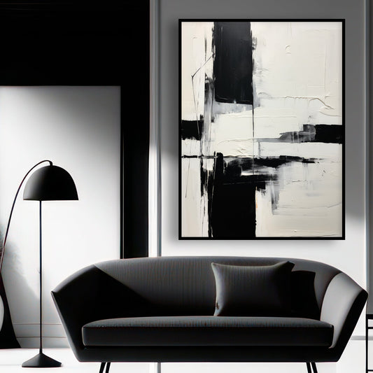 Tableau abstrait en noir et blanc KWADECO