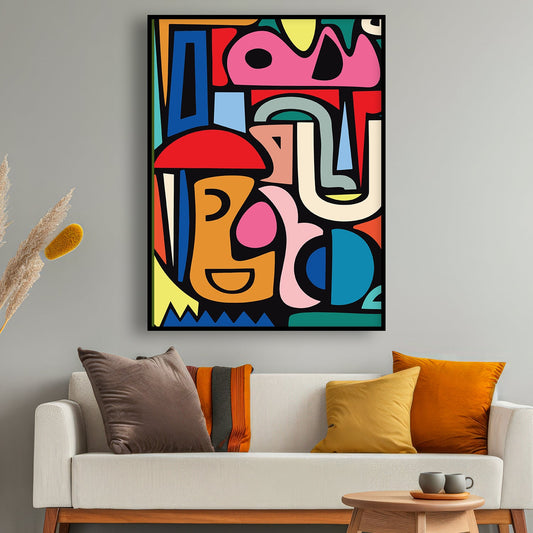 Tableau vertical sur toile avec une illustration colorée KWADECO