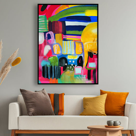 Tableau vertical sur toile avec une illustration artistique KWADECO