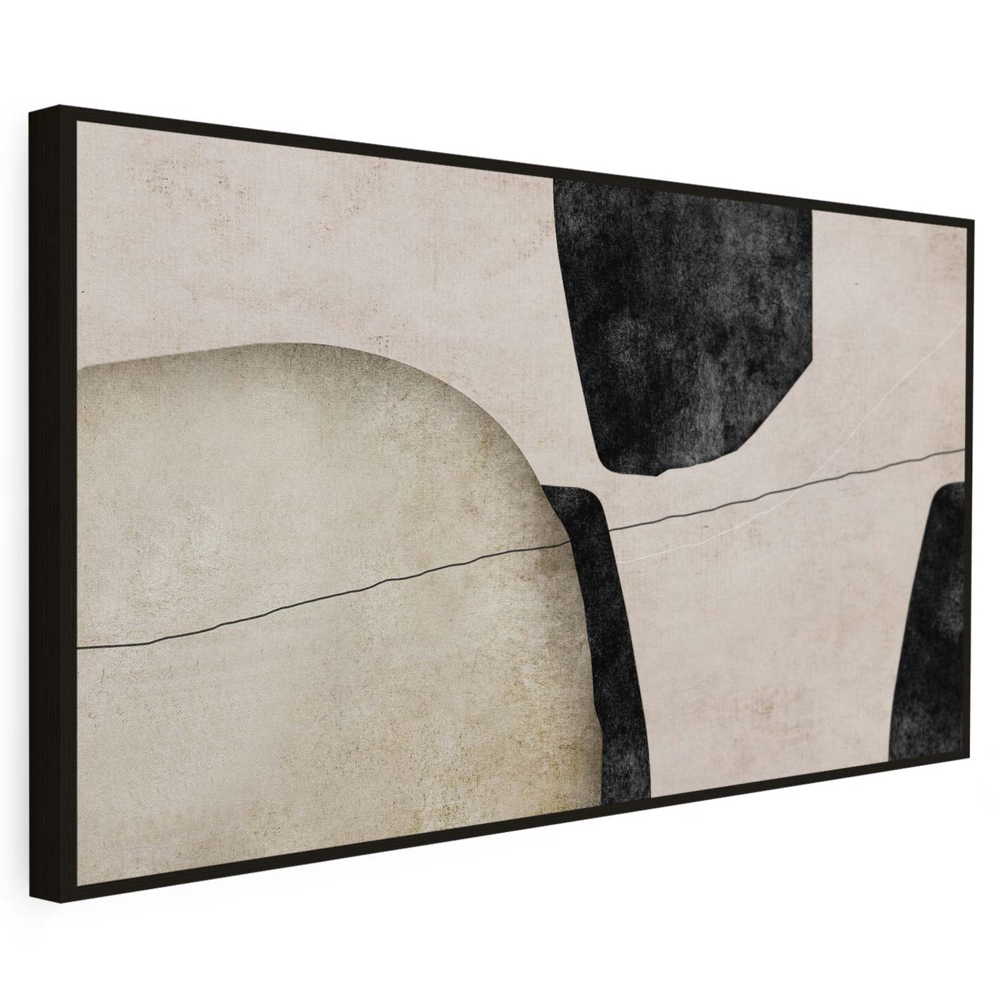 Tableau sur toile d'abstrait noir et beige KWADECO