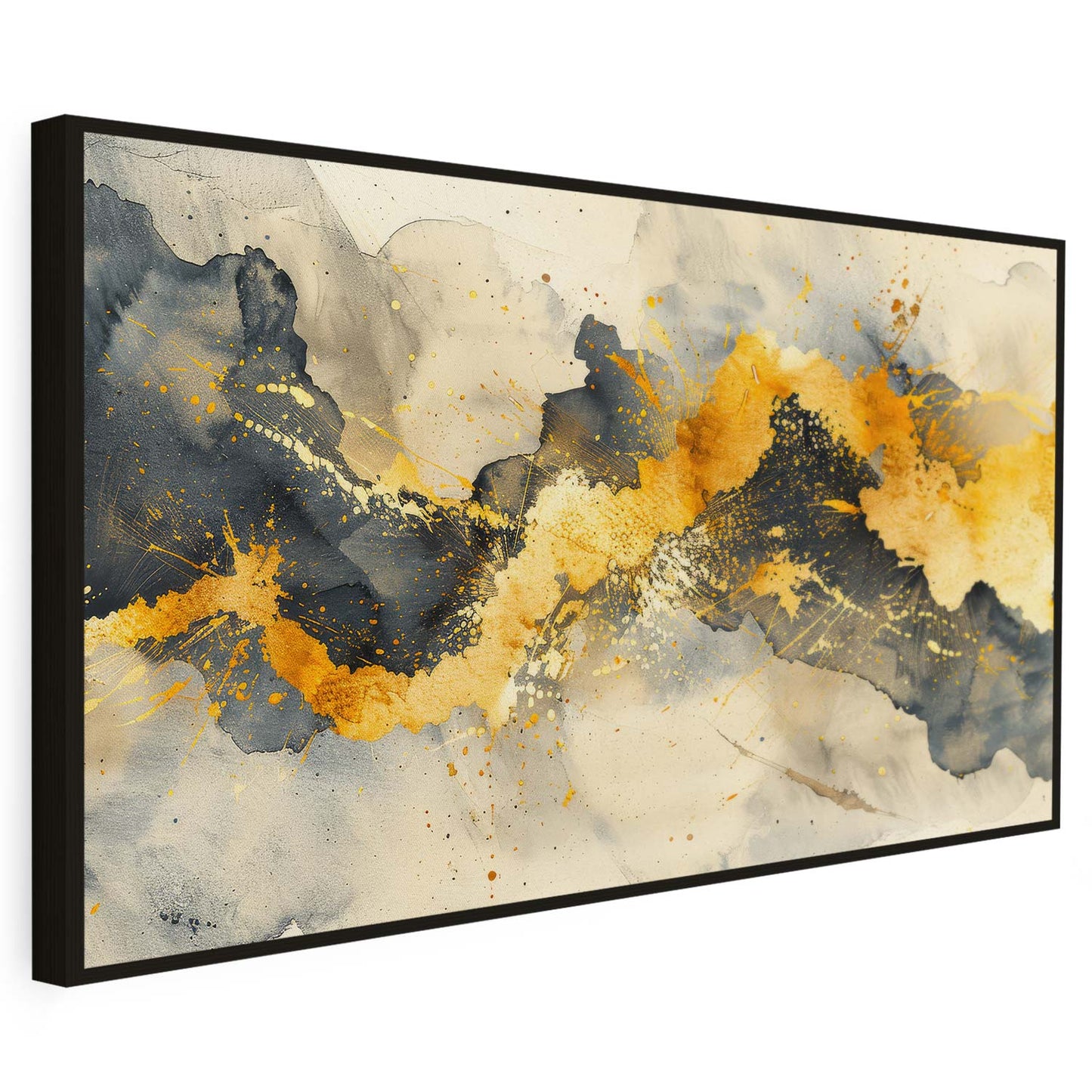 Tableau sur toile d'abstrait marbre doré en vague KWADECO
