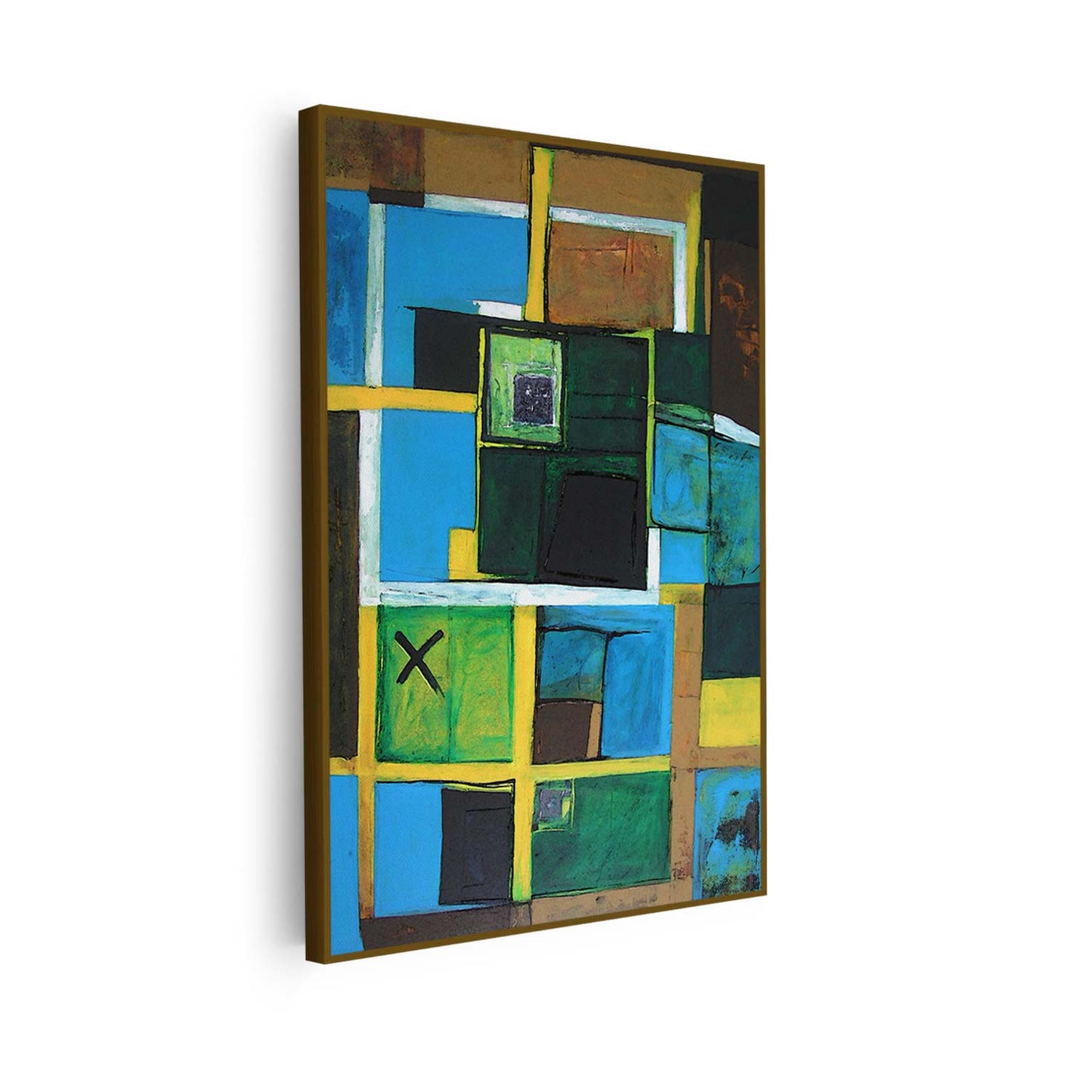 Tableau abstrait verticale aux formes colorées KWADECO