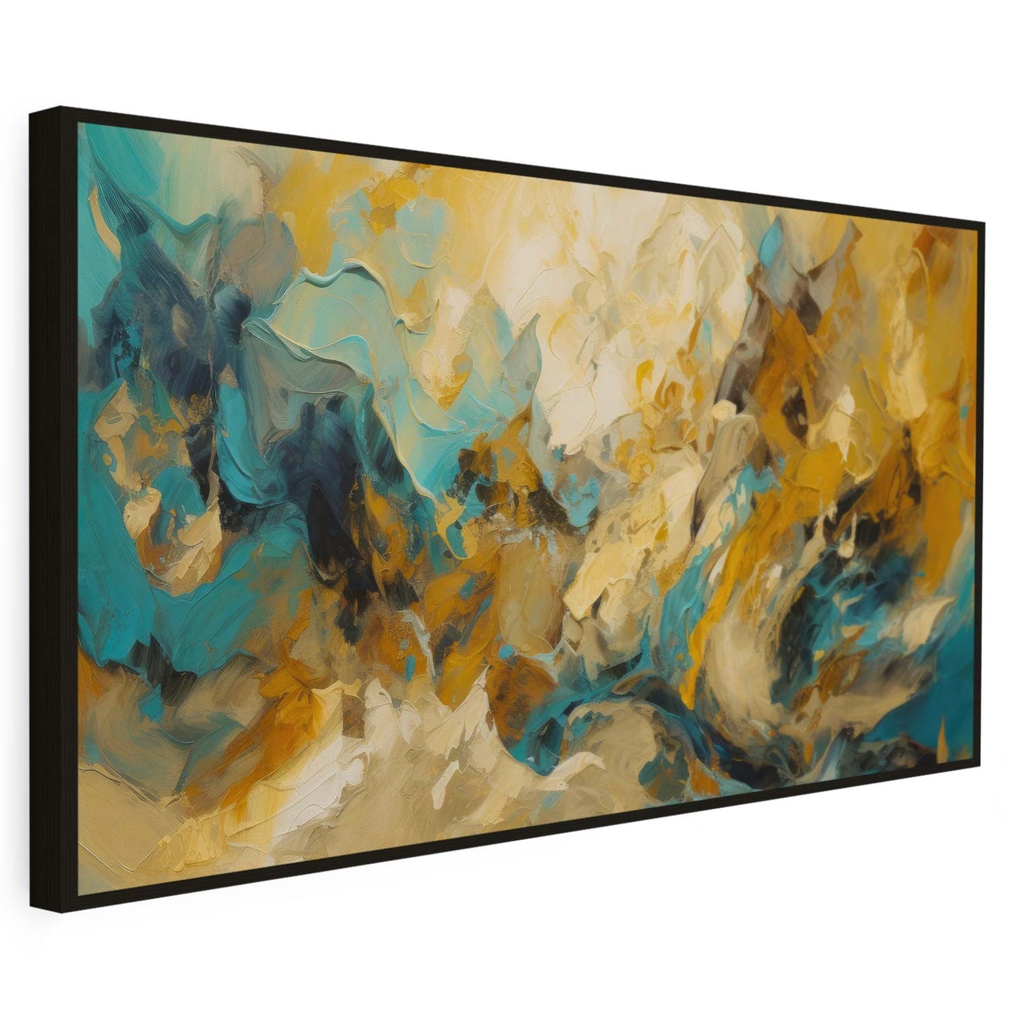 Tableau abstrait sur toile effet peinture dorée KWADECO