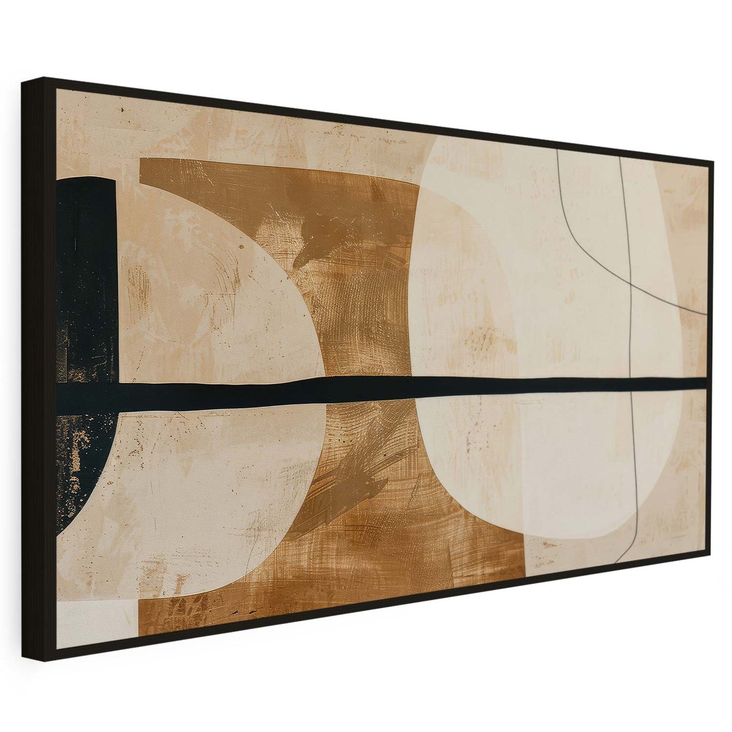 Tableau sur toile d'abstraction dorée et beige KWADECO