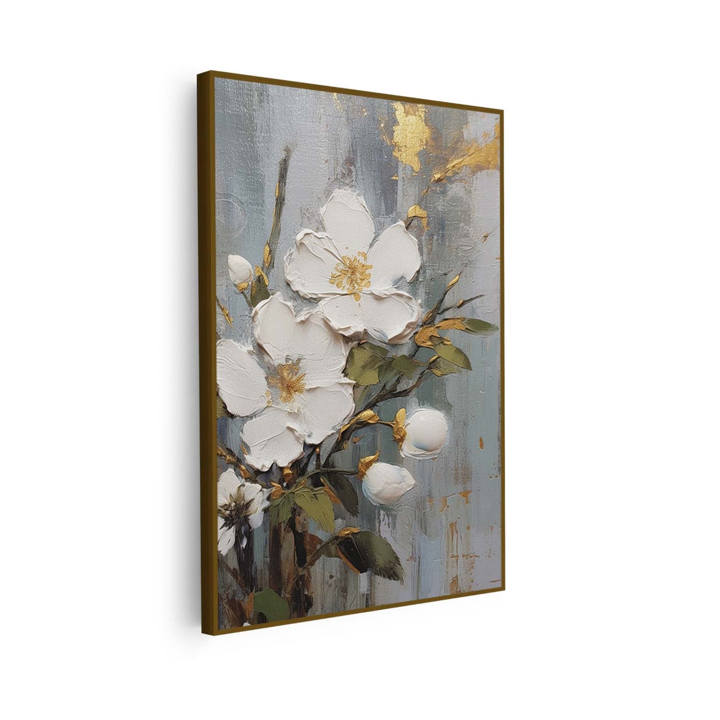 Tableau sur toile verticale de fleurs abstraites KWADECO