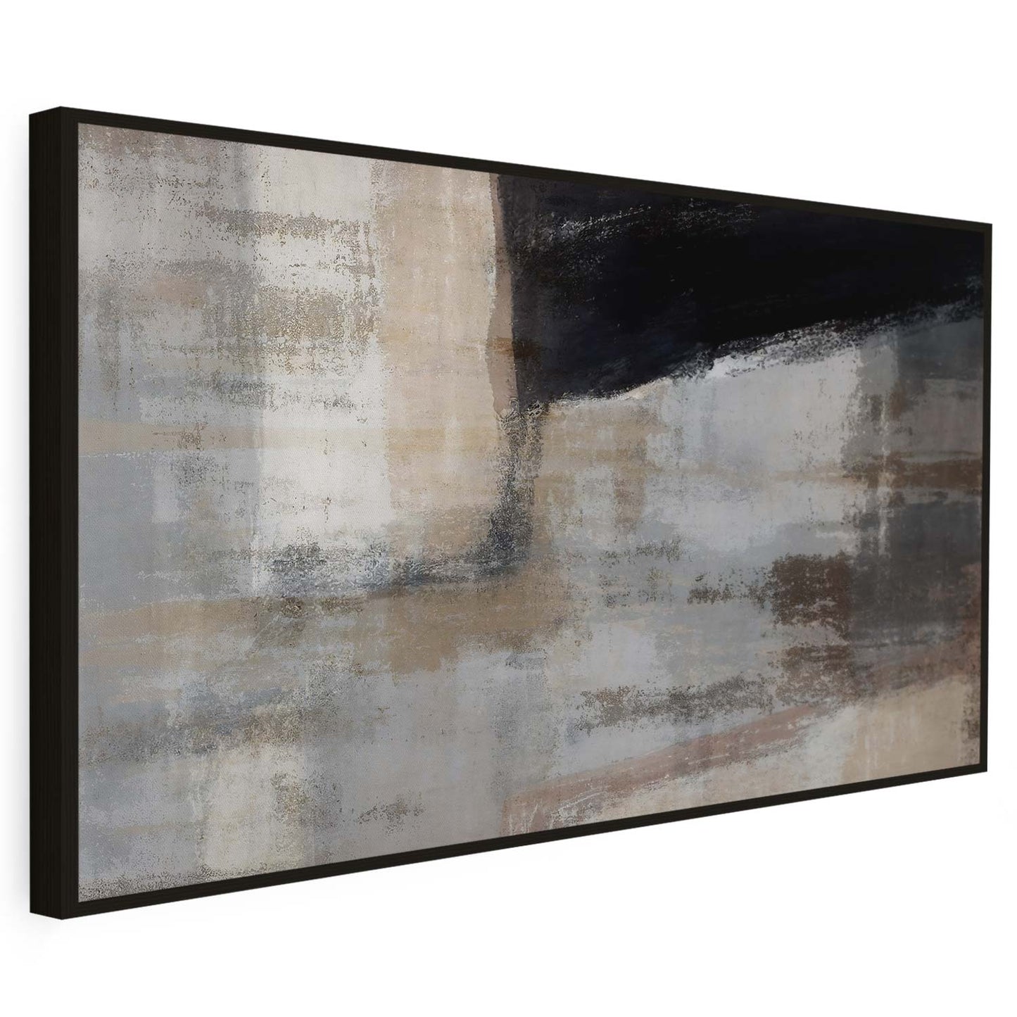 Tableau sur toile d'abstrait noir et gris KWADECO