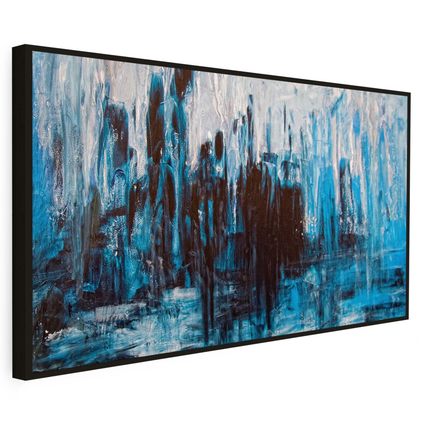 Tableau sur toile abstrait bleu artistique moderne KWADECO