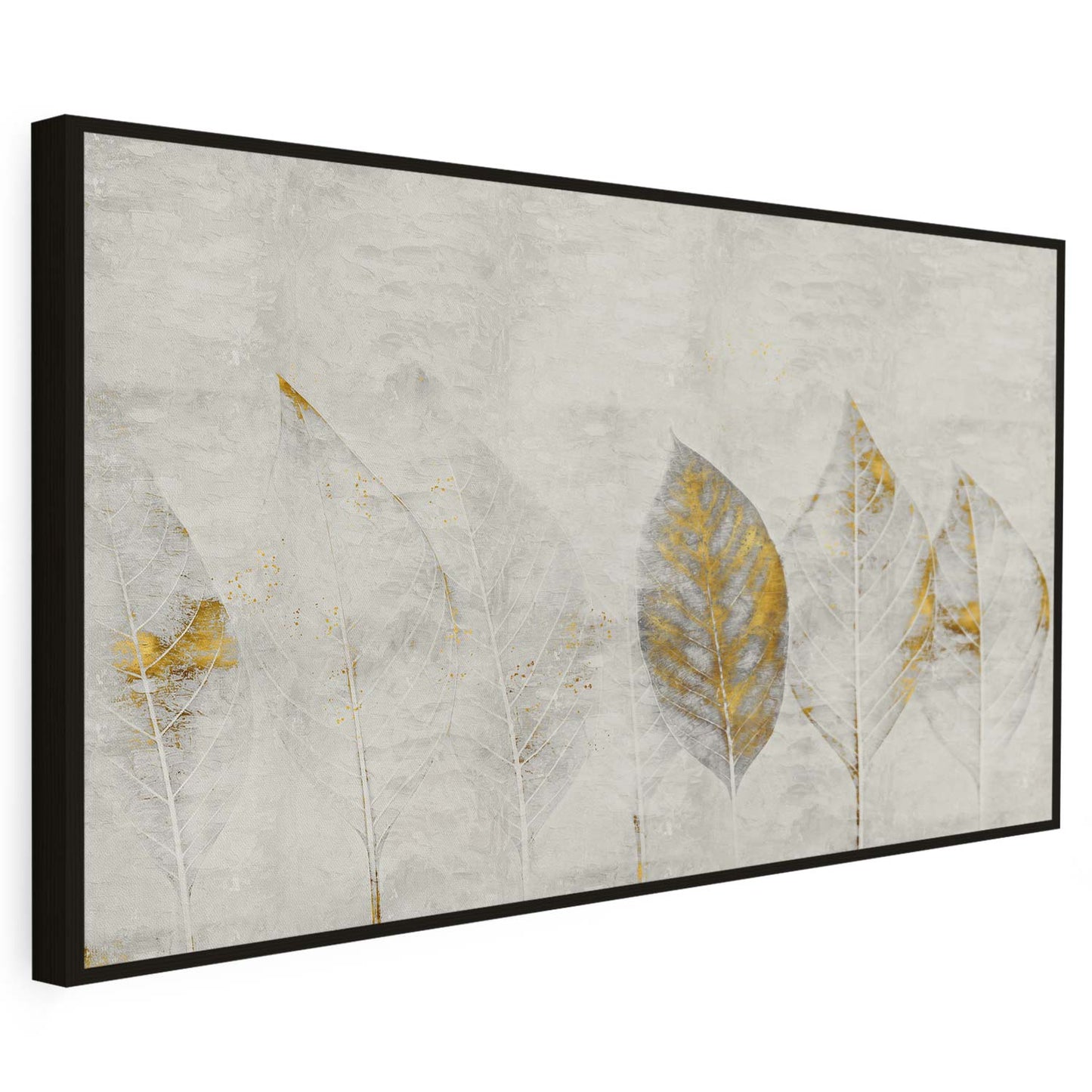 Tableau sur toile d'abstrait plume doré KWADECO